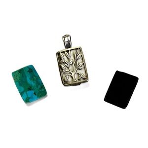 Silpada .925 Silver interchangeable pendant. Black Turquoise & white discs.